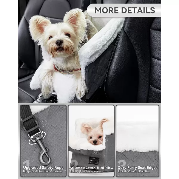 PETSFIT Center Console Dog Car Seat with Safe Protection Hooks Pet Car Seat with Upgraded Safety Tethers Washable Cushion Console Dog Car Seats for Small Dogs Deep GreyDeep Grey