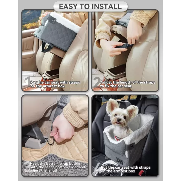 PETSFIT Center Console Dog Car Seat with Safe Protection Hooks Pet Car Seat with Upgraded Safety Tethers Washable Cushion Console Dog Car Seats for Small Dogs Deep GreyGrey