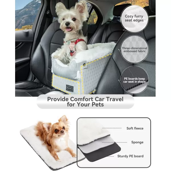 PETSFIT Center Console Dog Car Seat with Safe Protection Hooks Pet Car Seat with Upgraded Safety Tethers Washable Cushion Console Dog Car Seats for Small Dogs Deep GreyLight Grey