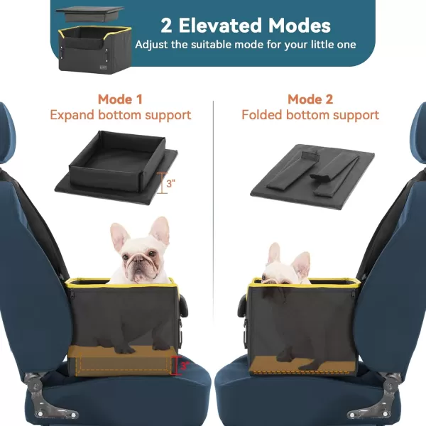 PETSFIT Dog Car Booster Seat Medium Dog Car Seat with 2 ClipOn Safety Leashes Patented Buckles Dog Booster Seat for Pets Under 45Lbs Medium BlackBlack