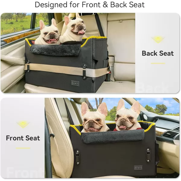 PETSFIT Dog Car Booster Seat Medium Dog Car Seat with 2 ClipOn Safety Leashes Patented Buckles Dog Booster Seat for Pets Under 45Lbs Medium BlackBlack