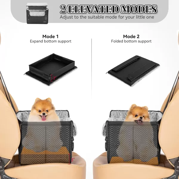 PETSFIT Dog Car Booster Seat Medium Dog Car Seat with 2 ClipOn Safety Leashes Patented Buckles Dog Booster Seat for Pets Under 45Lbs Medium BlackGlossy Black