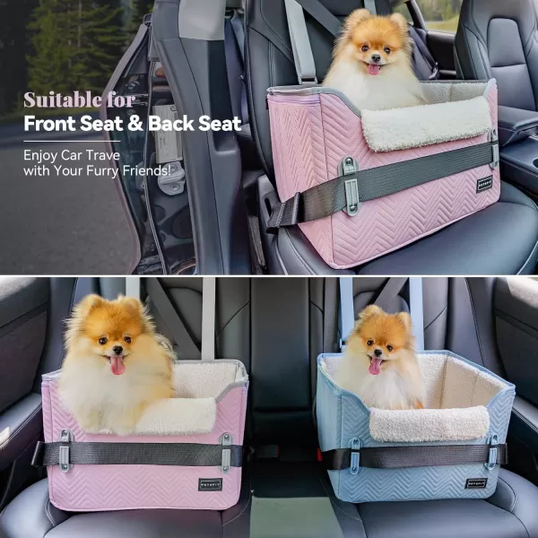 PETSFIT Dog Car Booster Seat Medium Dog Car Seat with 2 ClipOn Safety Leashes Patented Buckles Dog Booster Seat for Pets Under 45Lbs Medium BlackLight Pink