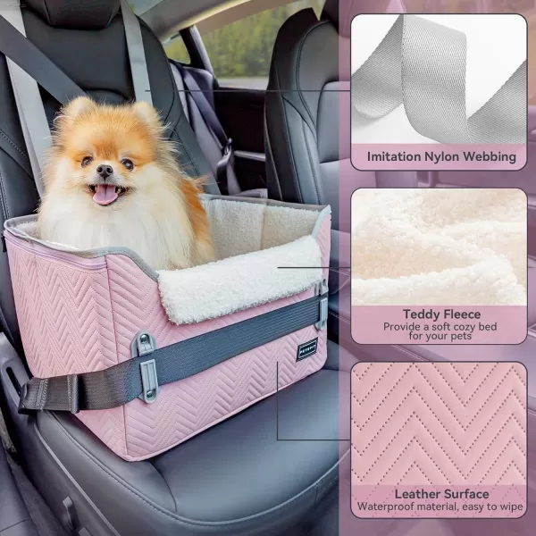 PETSFIT Dog Car Booster Seat Medium Dog Car Seat with 2 ClipOn Safety Leashes Patented Buckles Dog Booster Seat for Pets Under 45Lbs Medium BlackLight Pink