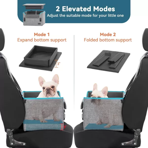 PETSFIT Dog Car Booster Seat Medium Dog Car Seat with 2 ClipOn Safety Leashes Patented Buckles Dog Booster Seat for Pets Under 45Lbs Medium BlackLight Grey