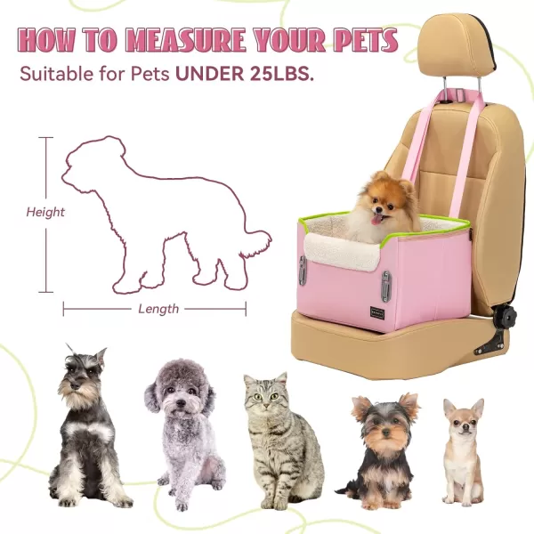 PETSFIT Dog Car Booster Seat Medium Dog Car Seat with 2 ClipOn Safety Leashes Patented Buckles Dog Booster Seat for Pets Under 45Lbs Medium BlackPink