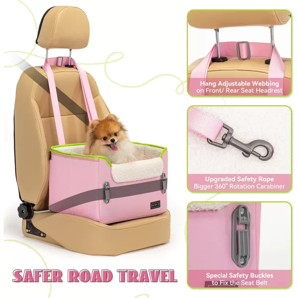 PETSFIT Dog Car Booster Seat Medium Dog Car Seat with 2 ClipOn Safety Leashes Patented Buckles Dog Booster Seat for Pets Under 45Lbs Medium BlackPink