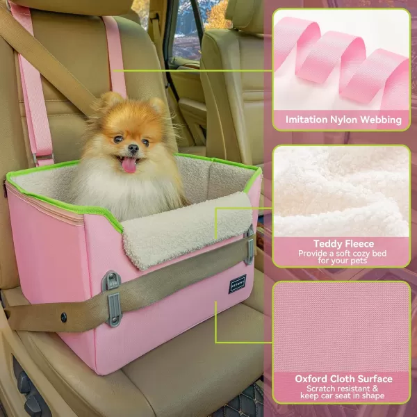 PETSFIT Dog Car Booster Seat Medium Dog Car Seat with 2 ClipOn Safety Leashes Patented Buckles Dog Booster Seat for Pets Under 45Lbs Medium BlackPink