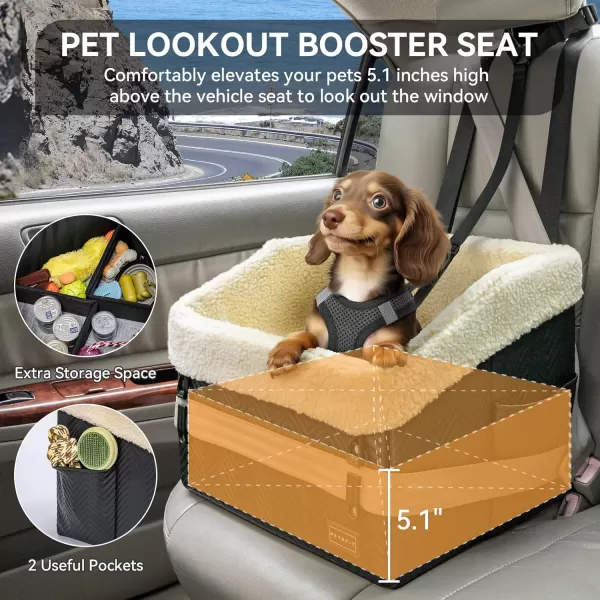 PETSFIT Dog Car Seat Medium Sized Dog Waterproof PU Leather Dog Booster Car Seat with Patent Safe Buckles Detachable Dog Seat Belt for Car Dog Car Seats for Small Dogs up to 30 lbs Black