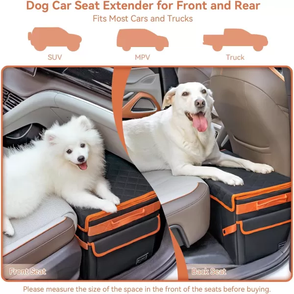 Petsfit Back Seat Extender for Dogs Dog Car Seat Extender with Storage Collapsible Large Dog Car Seat for Dogs Up to 90 LBS BlackBlack