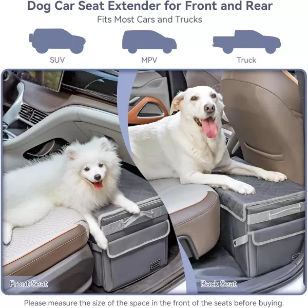 Petsfit Back Seat Extender for Dogs Dog Car Seat Extender with Storage Collapsible Large Dog Car Seat for Dogs Up to 90 LBS BlackGrey