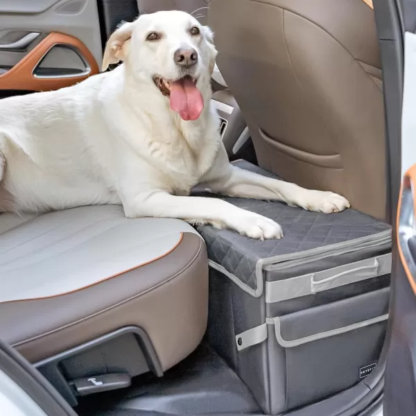 Petsfit Back Seat Extender for Dogs Dog Car Seat Extender with Storage Collapsible Large Dog Car Seat for Dogs Up to 90 LBS BlackGrey