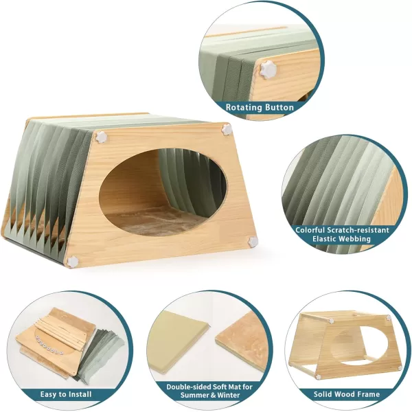 Petsfit Cat Houses for Indoor CatsModern Style Wood Cat House with Soft MatPortableampampEasy AssemblyTrapezoidTrapezoid