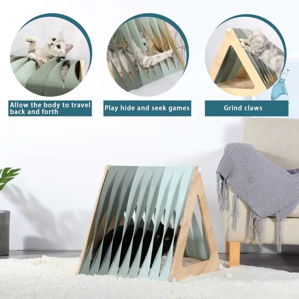 Petsfit Cat Houses for Indoor CatsModern Style Wood Cat House with Soft MatPortableampampEasy AssemblyTrapezoidTriangle