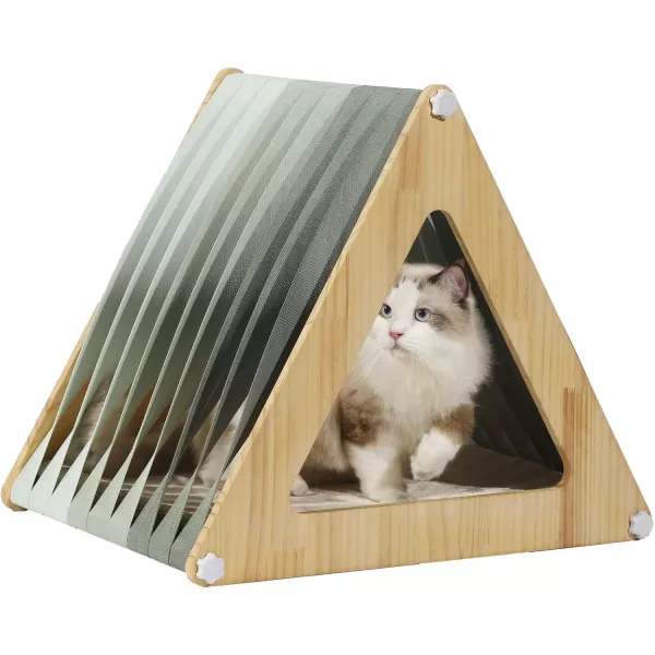 Petsfit Cat Houses for Indoor CatsModern Style Wood Cat House with Soft MatPortableampampEasy AssemblyTrapezoidTriangle