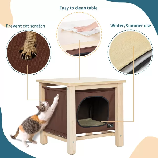 Petsfit Cat Houses for Indoor CatsModern Style Wood Cat House with Soft MatPortableampampEasy AssemblyTrapezoidWoodHanging Bed Design