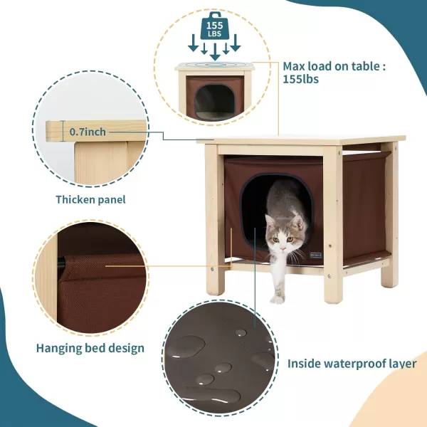 Petsfit Cat Houses for Indoor CatsModern Style Wood Cat House with Soft MatPortableampampEasy AssemblyTrapezoidWoodHanging Bed Design