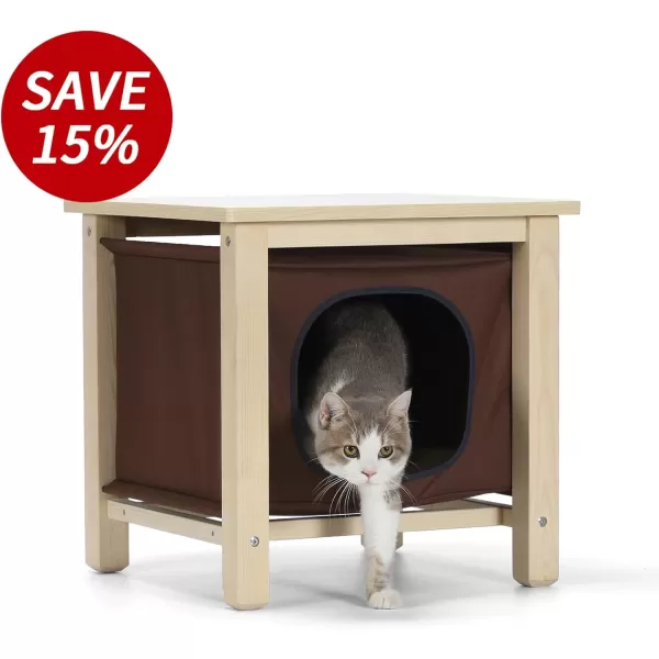 Petsfit Cat Houses for Indoor CatsModern Style Wood Cat House with Soft MatPortableampampEasy AssemblyTrapezoidWoodHanging Bed Design