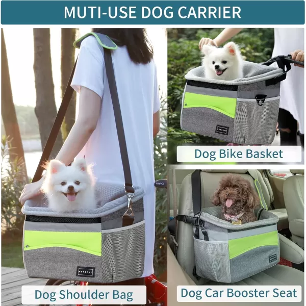 Petsfit Dog Bike Basket Dog Booster Car Seat Dog Car Seat for Small DogsCatsPuppies with Safety RopeReflective StripsTwo Side Storage Pockets GreyGrey