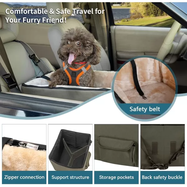 Petsfit Dog Booster Seat for Small Dogs Dog Car Seat with Safety Leash Suitable for Cars Trucks and SUVs Small BrownDark Brown