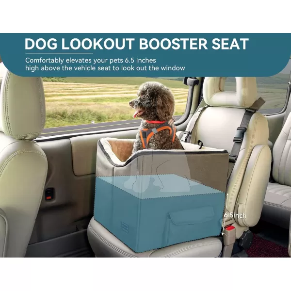 Petsfit Dog Booster Seat for Small Dogs Dog Car Seat with Safety Leash Suitable for Cars Trucks and SUVs Small BrownGray