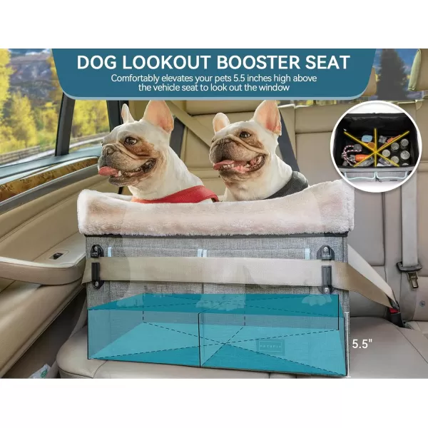 Petsfit Dog Booster Seat for Small Dogs Dog Car Seat with Safety Leash Suitable for Cars Trucks and SUVs Small BrownLight Grey