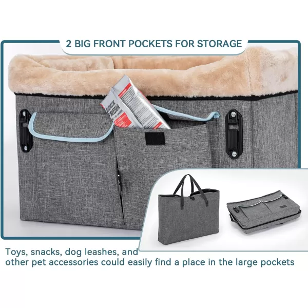 Petsfit Dog Booster Seat for Small Dogs Dog Car Seat with Safety Leash Suitable for Cars Trucks and SUVs Small BrownLight Grey