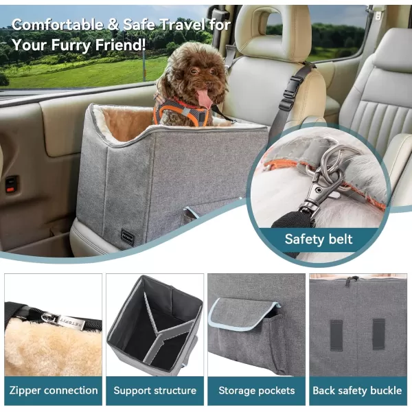 Petsfit Dog Booster Seat for Small Dogs Dog Car Seat with Safety Leash Suitable for Cars Trucks and SUVs Small BrownLight Grey