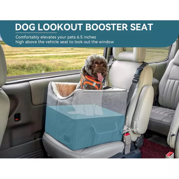 Petsfit Dog Booster Seat for Small Dogs Dog Car Seat with Safety Leash Suitable for Cars Trucks and SUVs Small BrownLight Grey