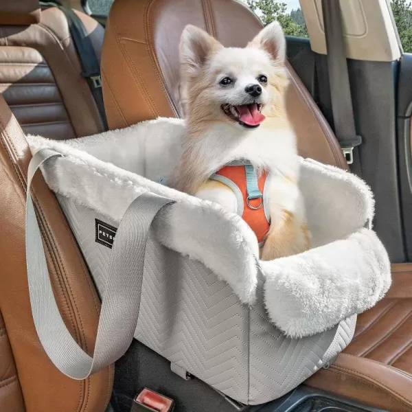 PETSFIT Center Console Dog Car Seat Portable Car Seat for Dogs with Safe Protective Hooks Luxury Dog Car Seats for Small Dogs Dog Car Carrier Includes Safety Tether for Pets Up to 12 lbs BlackGrey