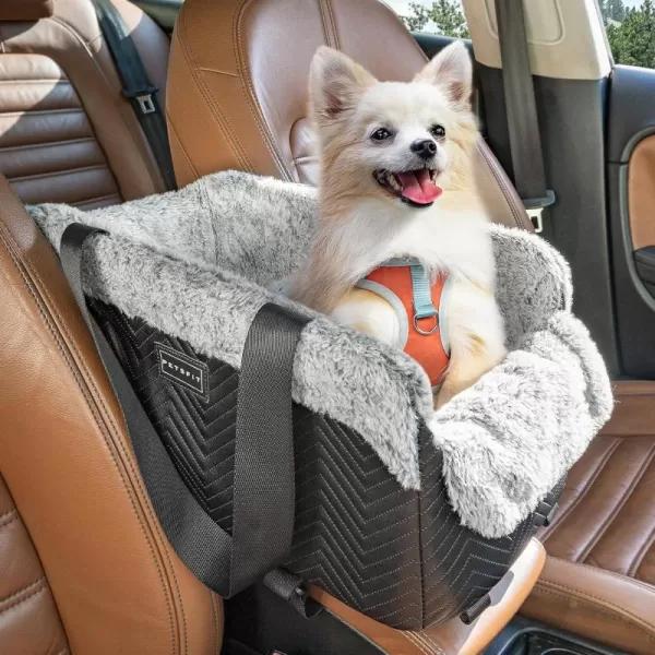 PETSFIT Center Console Dog Car Seat Portable Car Seat for Dogs with Safe Protective Hooks Luxury Dog Car Seats for Small Dogs Dog Car Carrier Includes Safety Tether for Pets Up to 12 lbs BlackBlack