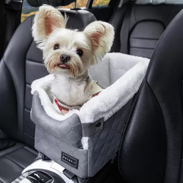 PETSFIT Center Console Dog Car Seat with Safe Protection Hooks Pet Car Seat with Upgraded Safety Tethers Washable Cushion Console Dog Car Seats for Small Dogs Deep GreyDeep Grey