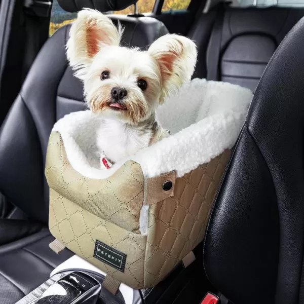 PETSFIT Center Console Dog Car Seat with Safe Protection Hooks Pet Car Seat with Upgraded Safety Tethers Washable Cushion Console Dog Car Seats for Small Dogs Deep GreyYellow