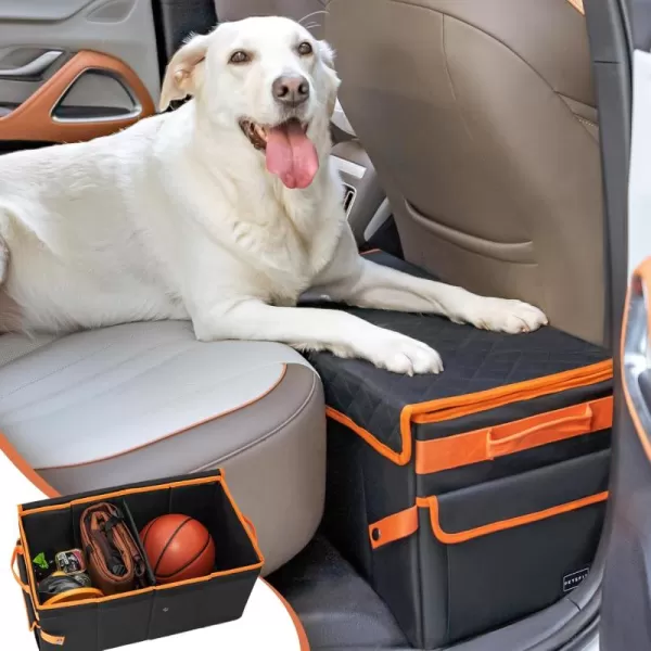 Petsfit Back Seat Extender for Dogs Dog Car Seat Extender with Storage Collapsible Large Dog Car Seat for Dogs Up to 90 LBS BlackBlack