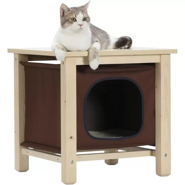 Petsfit Cat Houses for Indoor CatsModern Style Wood Cat House with Soft MatPortableampampEasy AssemblyTrapezoidWoodHanging Bed Design