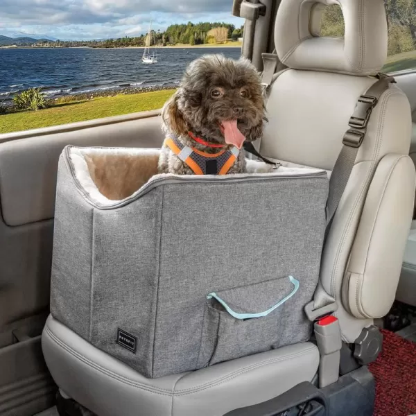 Petsfit Dog Booster Seat for Small Dogs Dog Car Seat with Safety Leash Suitable for Cars Trucks and SUVs Small BrownLight Grey