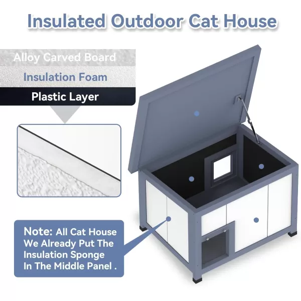 AllRound Foam Outdoor Cat House Weatherproof ampamp Waterproof Insulated Feral Cat Houses with Escape Door and PVC Door CurtainsModern