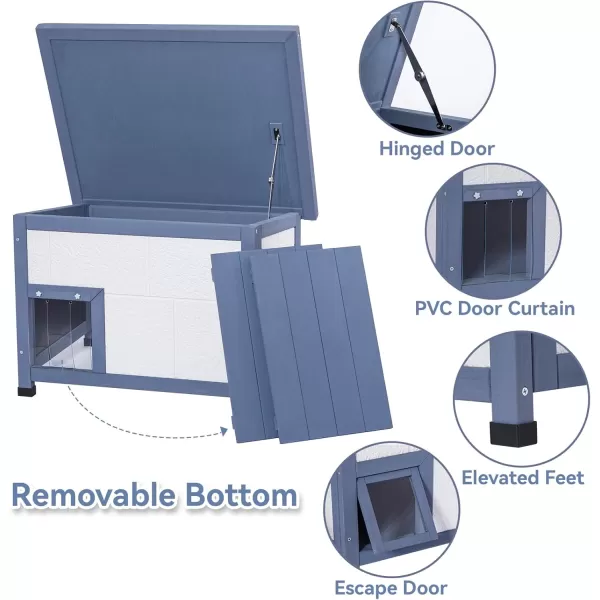 AllRound Foam Outdoor Cat House Weatherproof ampamp Waterproof Insulated Feral Cat Houses with Escape Door and PVC Door CurtainsModern