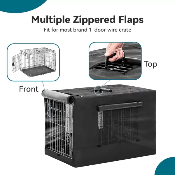 PETSFIT Dog Kennel Cover for Wire Dog Crate30in36inch42inch Single DoorDouble Doors Mesh Window Flap On The Top and Back is Detachable Dog Crate Cover Black 36inchBlacksingle Door