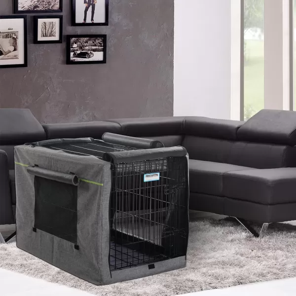 PETSFIT Dog Kennel Cover for Wire Dog Crate30in36inch42inch Single DoorDouble Doors Mesh Window Flap On The Top and Back is Detachable Dog Crate Cover Black 36inchGreydouble door