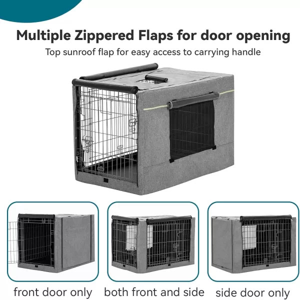 PETSFIT Dog Kennel Cover for Wire Dog Crate30in36inch42inch Single DoorDouble Doors Mesh Window Flap On The Top and Back is Detachable Dog Crate Cover Black 36inchGreydouble door