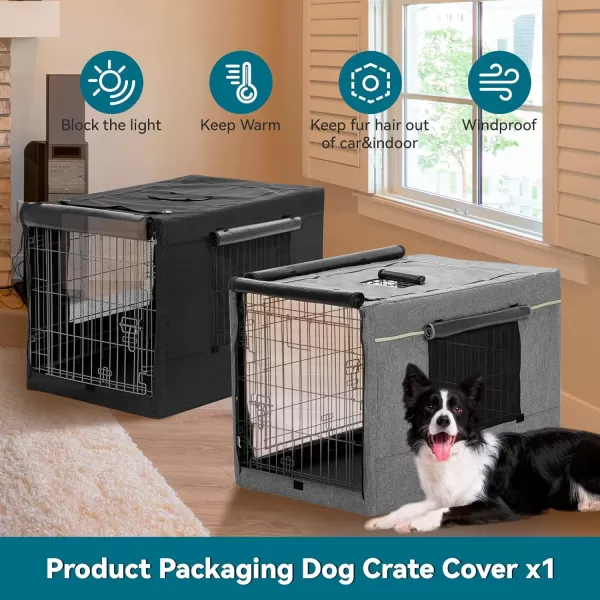 PETSFIT Dog Kennel Cover for Wire Dog Crate30in36inch42inch Single DoorDouble Doors Mesh Window Flap On The Top and Back is Detachable Dog Crate Cover Black 36inchGreydouble door