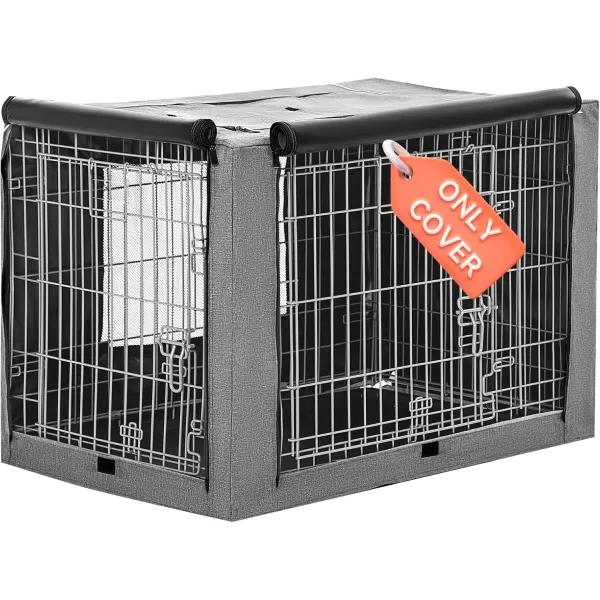 PETSFIT Dog Kennel Cover for Wire Dog Crate30in36inch42inch Single DoorDouble Doors Mesh Window Flap On The Top and Back is Detachable Dog Crate Cover Black 36inchGreydouble door