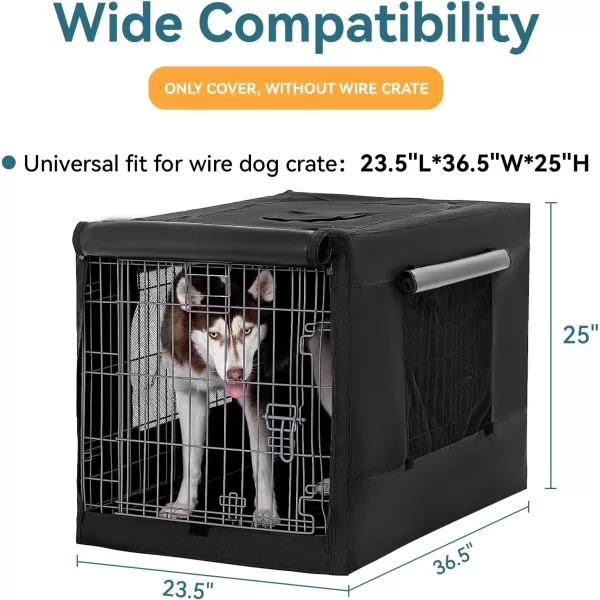 PETSFIT Dog Kennel Cover for Wire Dog Crate30in36inch42inch Single DoorDouble Doors Mesh Window Flap On The Top and Back is Detachable Dog Crate Cover Black 36inchBlacksingle Door