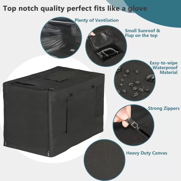 PETSFIT Dog Kennel Cover for Wire Dog Crate30in36inch42inch Single DoorDouble Doors Mesh Window Flap On The Top and Back is Detachable Dog Crate Cover Black 36inchBlacksingle Door