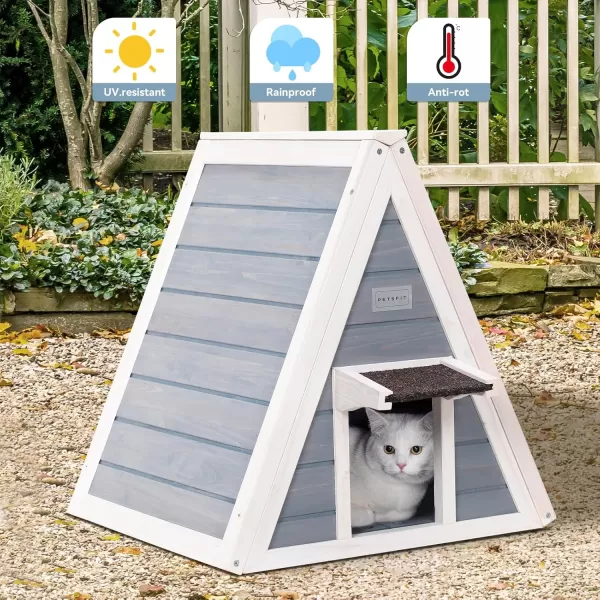 Petsfit Cat House for Outdoor Indoor Cats Weatherproof Outside Feral Cat Shelter with Escape DoorASingle StroyGrey