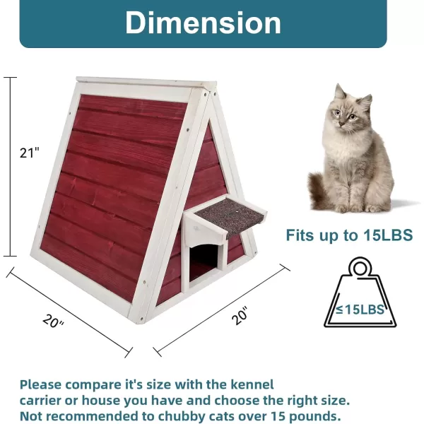 Petsfit Cat House for Outdoor Indoor Cats Weatherproof Outside Feral Cat Shelter with Escape DoorASingle StroyRed