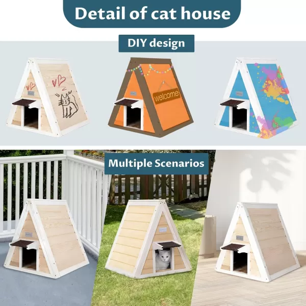 Petsfit Cat House for Outdoor Indoor Cats Weatherproof Outside Feral Cat Shelter with Escape DoorASingle StroySolid