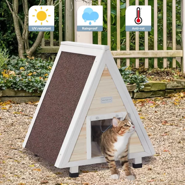 Petsfit Cat House for Outdoor Indoor Cats Weatherproof Outside Feral Cat Shelter with Escape DoorASingle StroySolid