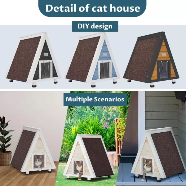 Petsfit Cat House for Outdoor Indoor Cats Weatherproof Outside Feral Cat Shelter with Escape DoorBSingle StorySolid